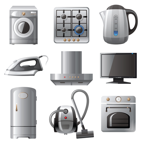 Realistic household appliances vector illustration 01 illustration household appliances   