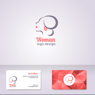 Elegant woman logo with cards vector graphics 06 woman logo elegant cards   