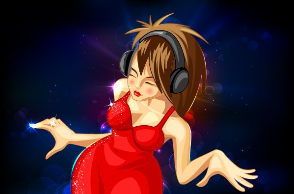 Beautiful girl and music design vector music girl beautiful   