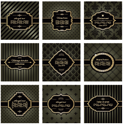 Luxury frames with retro background art vector Retro font frames frame background   