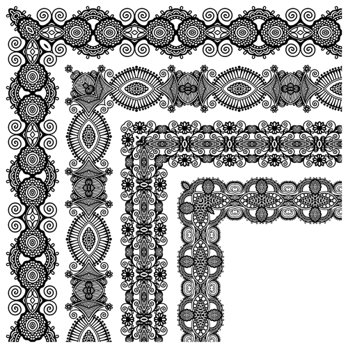 Set of Lace ribbons borders vector 04 ribbons ribbon lace borders border   