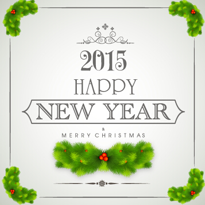 2015 new year with christmas frame and labels vector 01 new year labels christmas 2015   