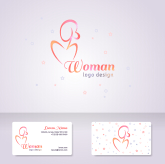 Elegant woman logo with cards vector graphics 04 woman logo elegant cards   