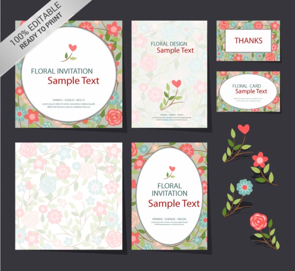Exquisite floral decorations card vector floral exquisite decorations card   