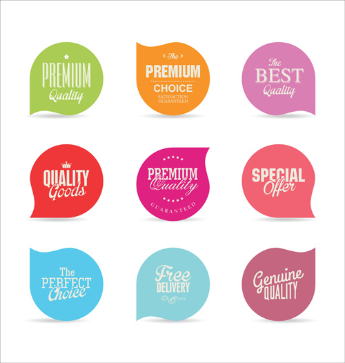 Vector retro badges design set 09 Retro font badges   