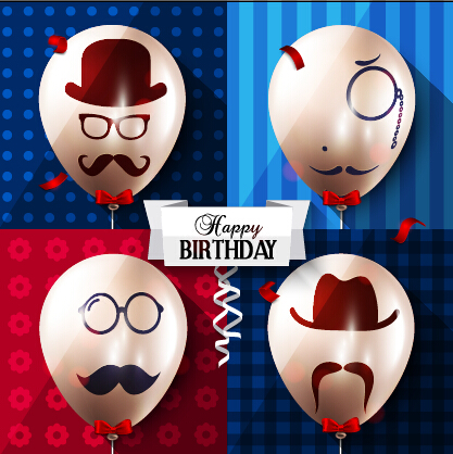 Birthday background with funny balloon vector set 02 funny birthday balloon background   