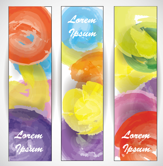 Watercolor doodle banner design vector watercolor doodle banner   