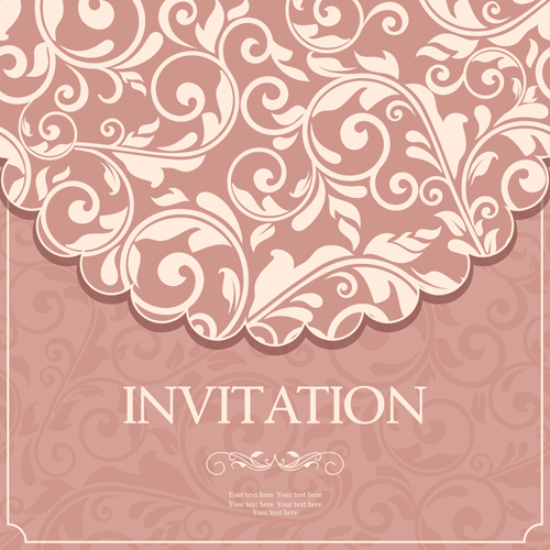 Vintag pink invitation cards with floral vector 04 pink invitation cards invitation floral cards   