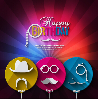 Flat balloon with happy birthday background vector 06 happy birthday birthday balloon background   