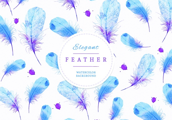 Watercolor feather art background vector watercolor feather background   