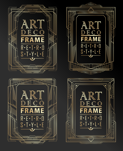 Retro styles art deco frames vector material 02   