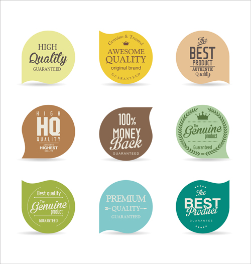 Vector retro badges design set 08 Retro font badges   