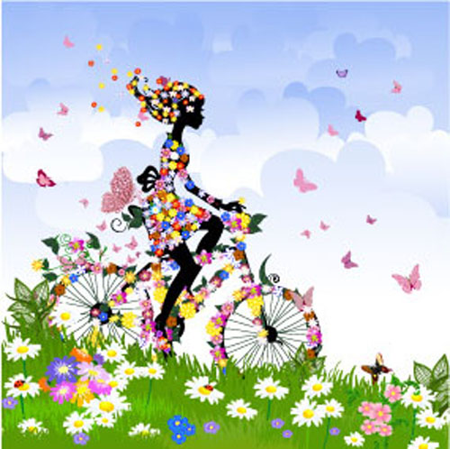 Set of floral Girls elements vector 05 girls floral elements element   