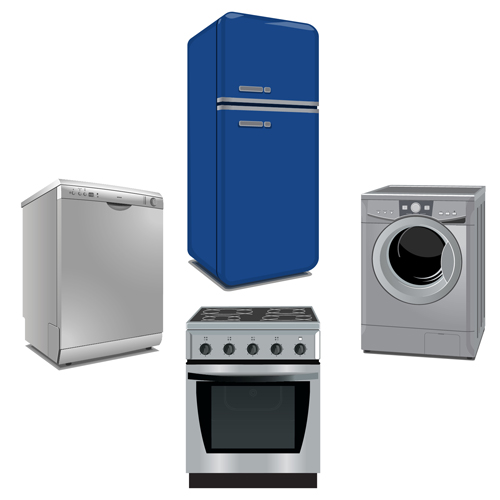 Realistic home appliances vector set 01 realistic home appliances   