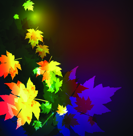 Neon lights with maple leaves design vector 01 neon lights light leaves leave   