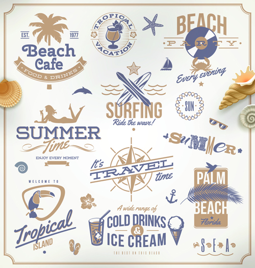 Happy summer holiday travel logos and labels vector 01 summer logos logo labels label holiday happy   