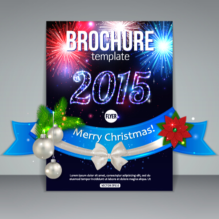 2015 Christmas and new year brochure vector material 09 new year christmas brochure 2015   