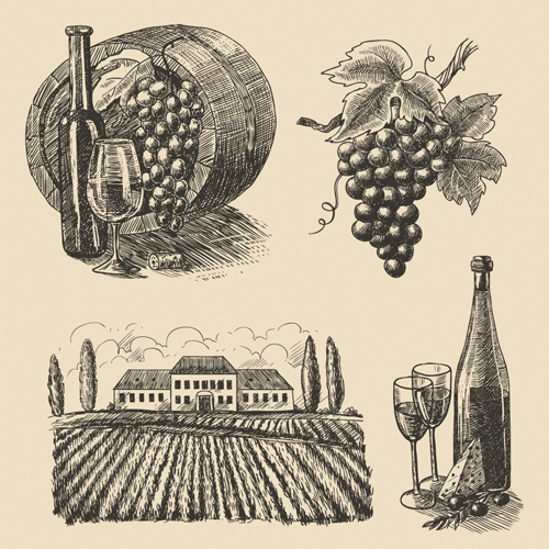 Grapes with farm vector material 02 material grapes farm   