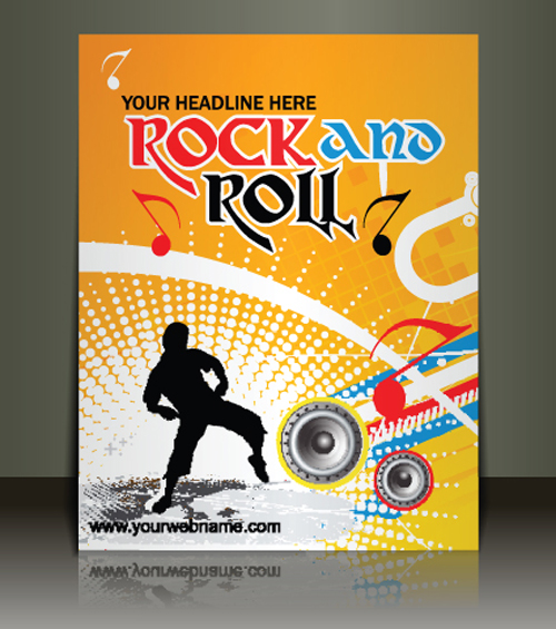 Creative Music flyer Rock and Roll design vector 02 Rock and Roll music flyer creative   