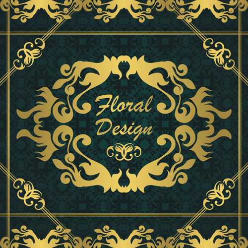 Gold floral design elements backgrounds vector floral design floral design elements backgrounds background   