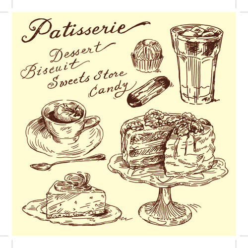 Drawing foods retro illustrations vector 08 Retro font illustrations illustration food drawing   