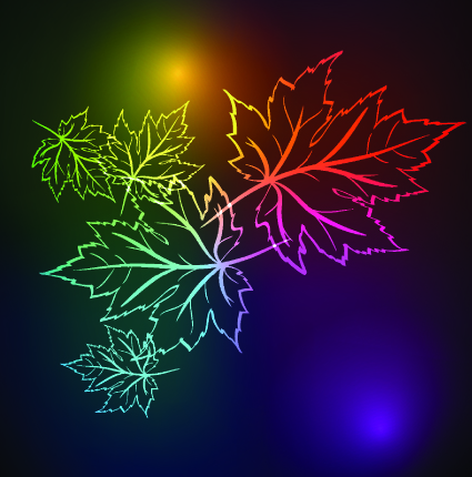 Neon lights with maple leaves design vector 03 neon lights light leaves leave   