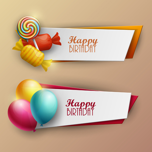 Sweet with birthday banner vector material 02 sweet design birthday banner   