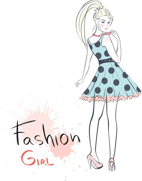 Hand drawn Fashion Girls vector 05 hand-draw hand drawn hand fashion girls fashion   