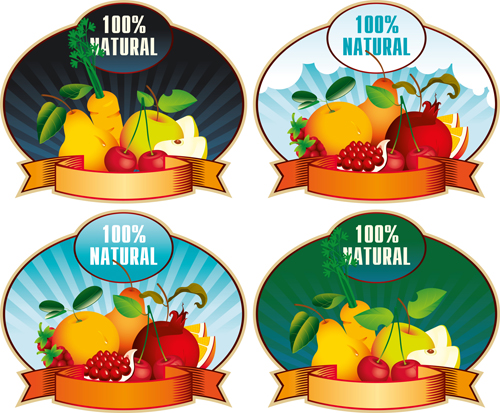 Natural fruit elements labels vector natural labels label fruit elements element   