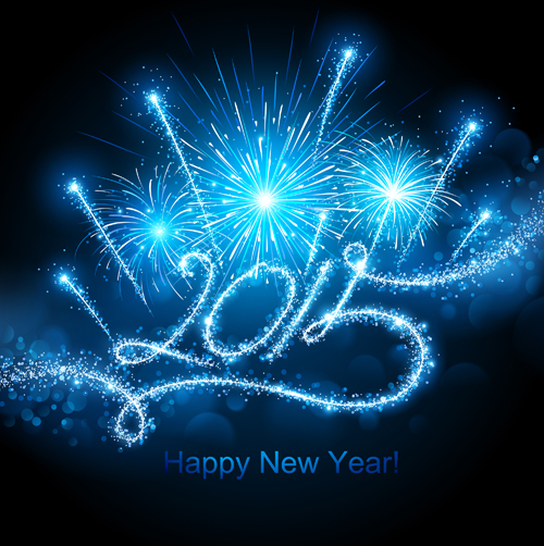 Blue fireworks with 2015 new year background 02 new year Fireworks blue background 2015   