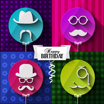Flat balloon with happy birthday background vector 01 happy birthday birthday balloon background   