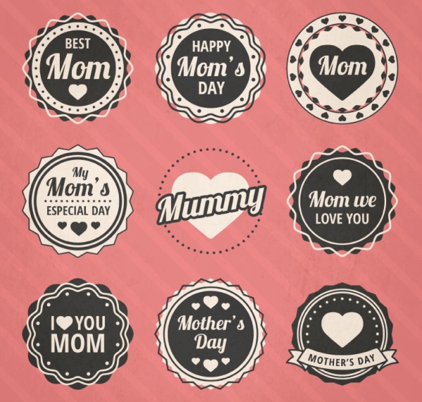 Mother's day badge vector material Mother's material day badge   