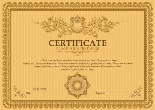 Classical styles certificate template vectors 01 template classical certificate   