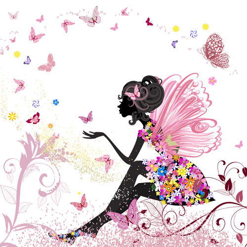 Set of floral Girls elements vector 01 girls floral elements element   