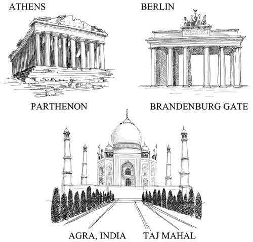 Buildings for Different countries design vector 03 different countries building   