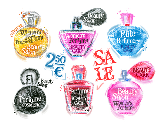 Women perfume hand drawn vector set women perfume hand drawn   