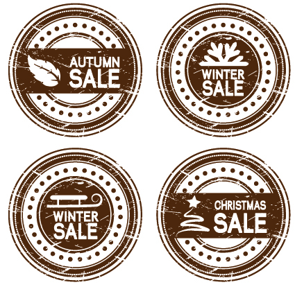 Set of Autumn and winter offer stickers design vector 03 winter stickers sticker offer autumn   