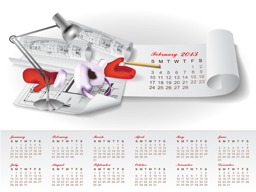 Set of Creative Calendar 2013 design vector 02 creative calendar 2013   