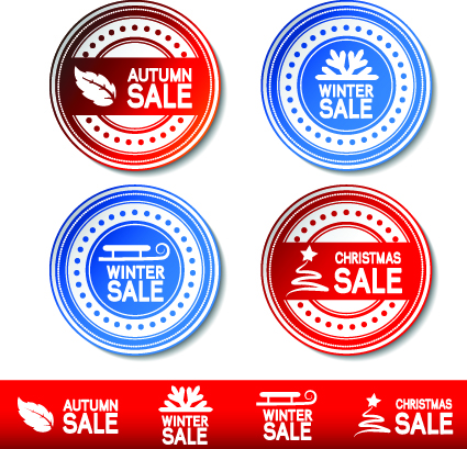 Set of Autumn and winter offer stickers design vector 04 winter stickers sticker offer autumn   