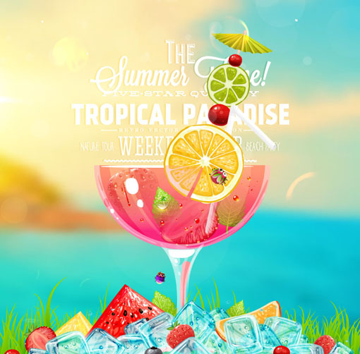 Summer ice drink poster creative vector summer poster ice drink creative   