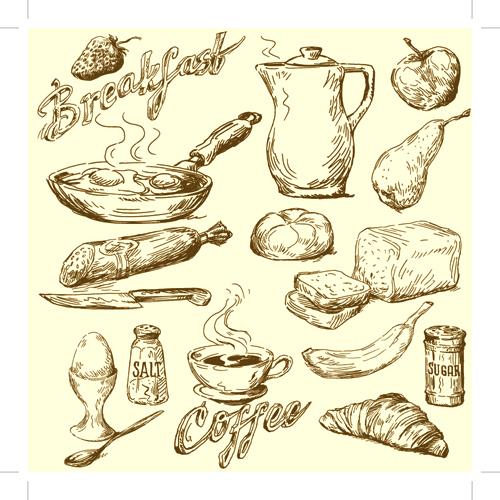 Drawing foods retro illustrations vector 02 Retro font illustrations illustration food drawing   