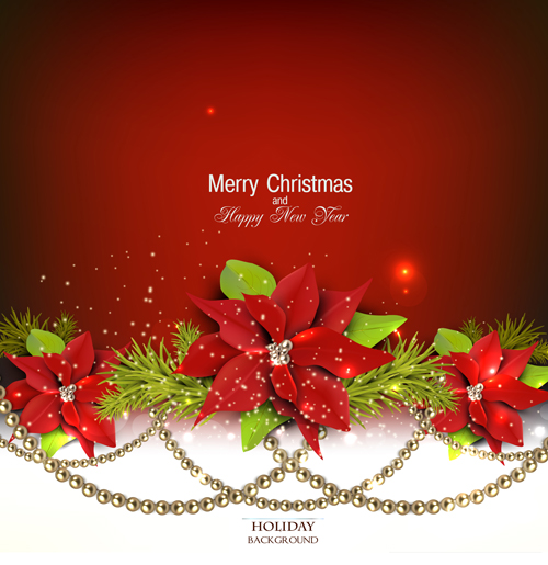 Jewelry and flowers red xmas backgrounds vector 02 xmas jewelry flowers background   