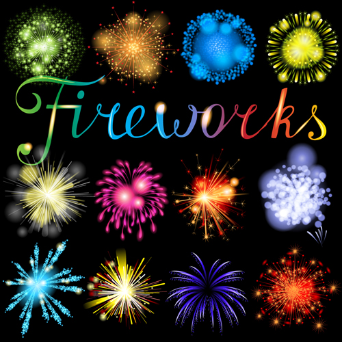 Realistic fireworks colored background vector graphics 04 vector graphics red background realistic Fireworks colored background vector background   