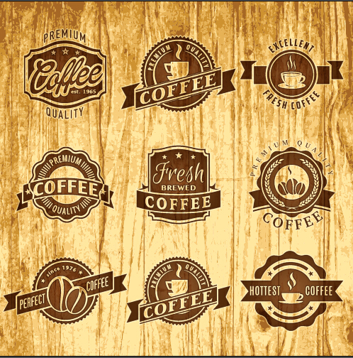 Brown retro coffee labels vector Retro font labels label coffee brown   