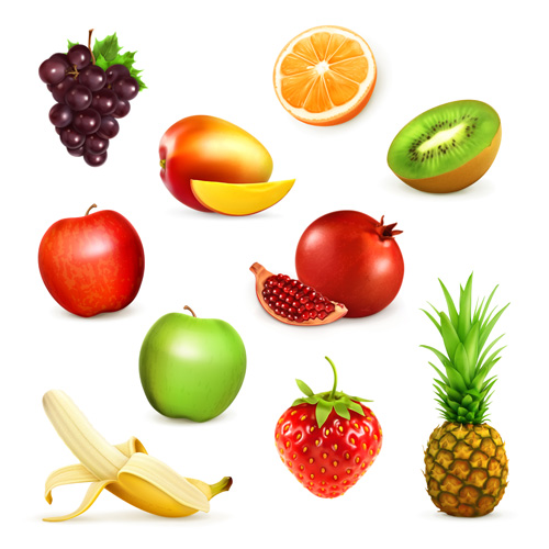 Various fresh fruits vector design 02 Various fruits fresh   