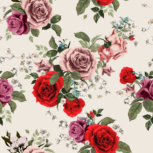 Retro beautiful roses vector seamless pattern 02 seamless pattern beautiful   