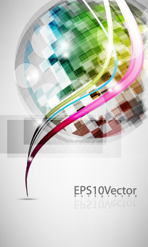 Abstract colored dream background 1 Vector graphic sphere science and technology lattice fantasy dynamic lines curves background   