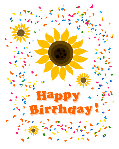 Cute flower with Happy birthday greeting cards vector 04 happy birthday greeting flower cute birthday   