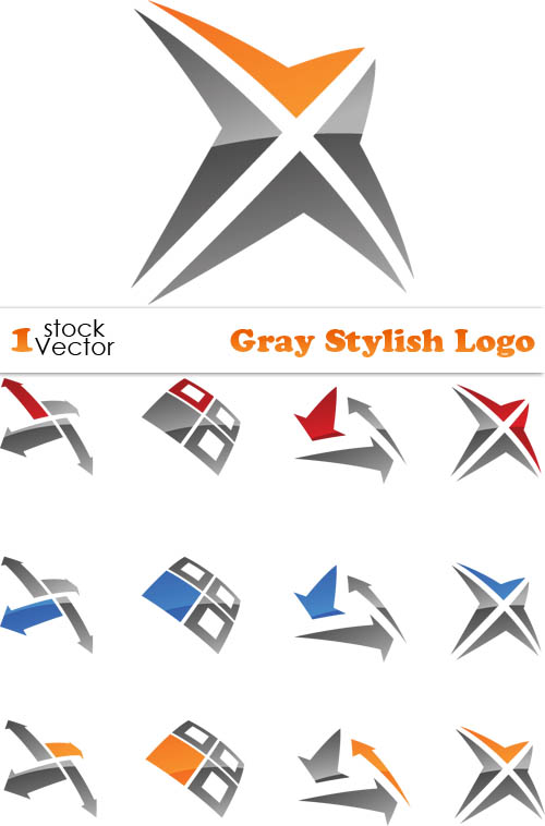 Set of Gray Stylish Logo Vector stylish logo gray   