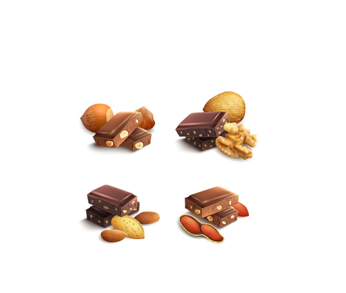 Chocolate with nut vector material nut material chocolate   